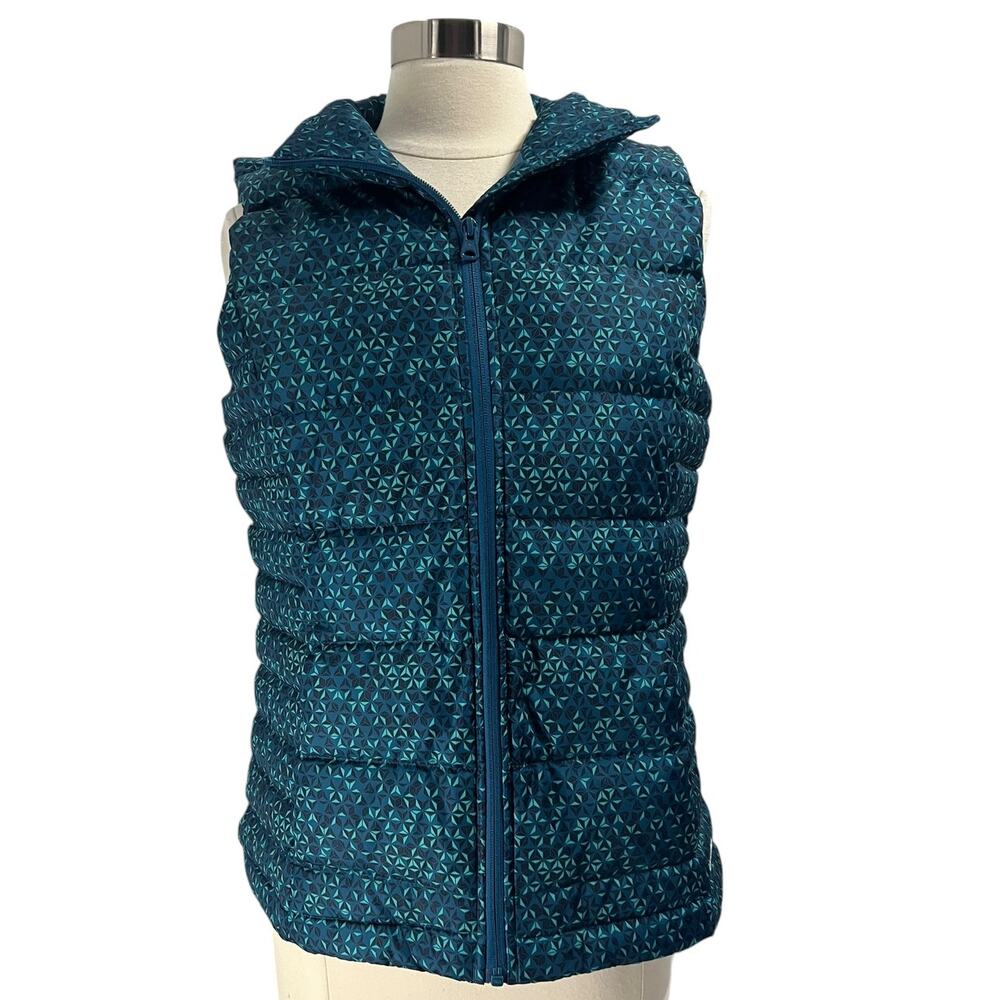LAND'S END Printed Down Puffer Sleeveless Vest Jacket SZ MD